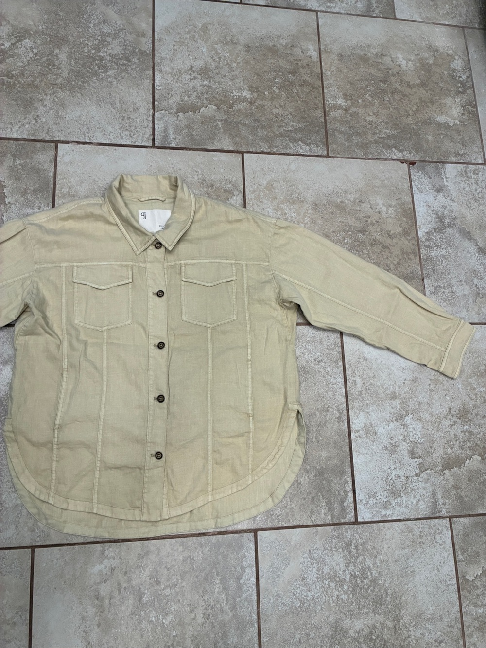 Pilcro Cream Button-Front Utility Shirt Jacket